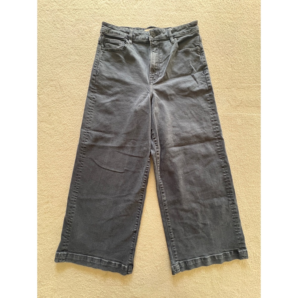 Hidden Los Angeles Jeans Women's High Rise Wide Leg Cropped Faded Black Size 29